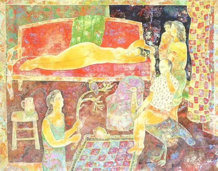 Burman, Sakti (Artist). Intimacy. Oil on canvas, 1995 | Painting | FineArts | 00598218
