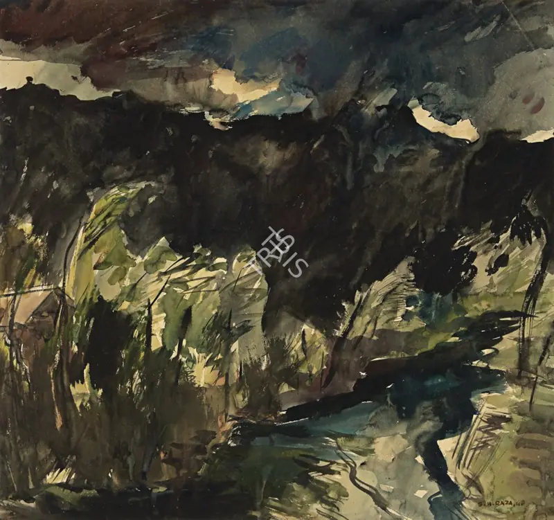 Raza, S.H. (Artist). Untitled. Watercolour on paper, 1948 | Painting | FineArts | 00604598