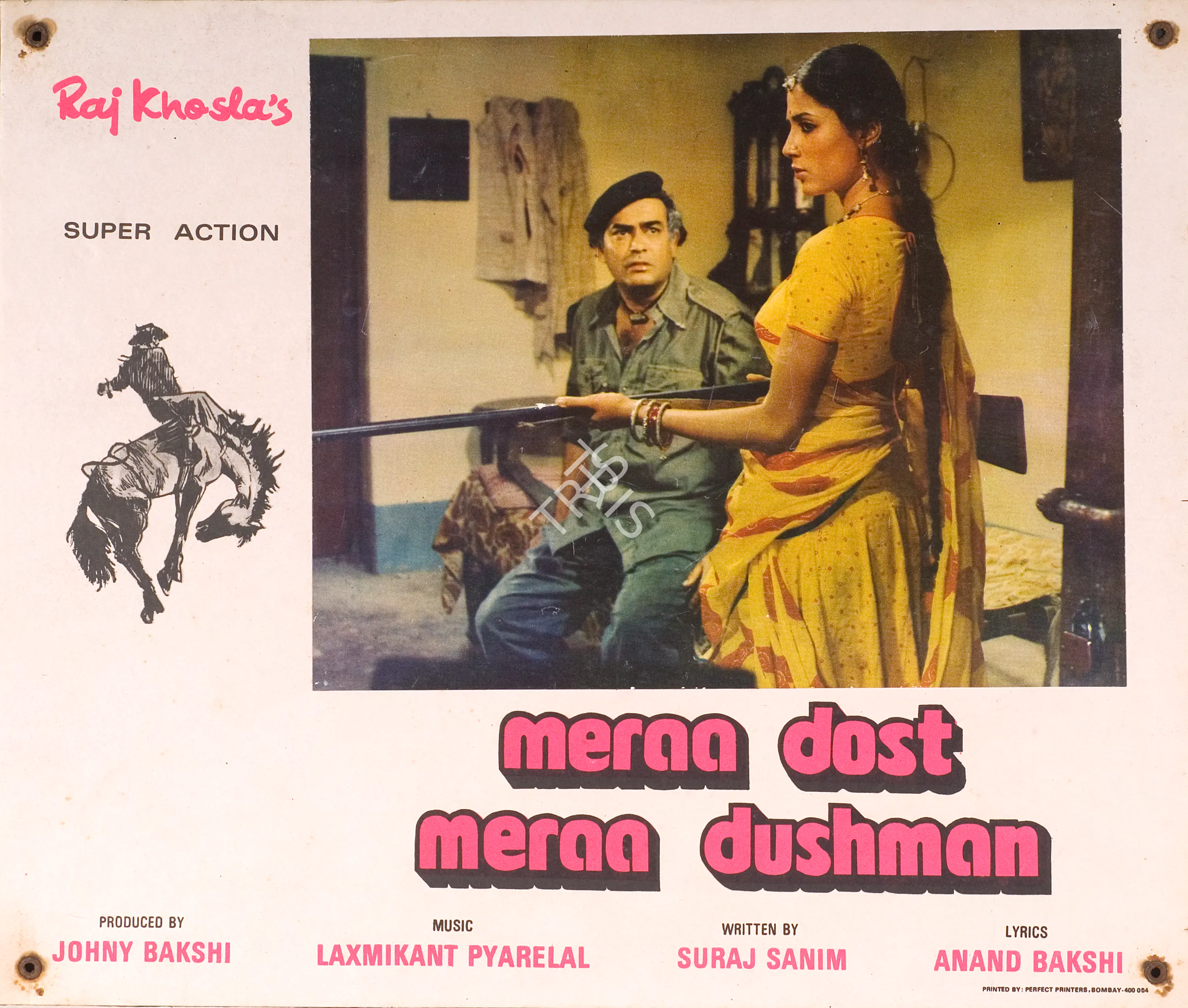 Sinha, Pratap (Cinematographer), Meraa Dost Meraa Dushman, 1984 | Photographic Still Mounted on Lobby Card | CinemaEducation | 00765324
