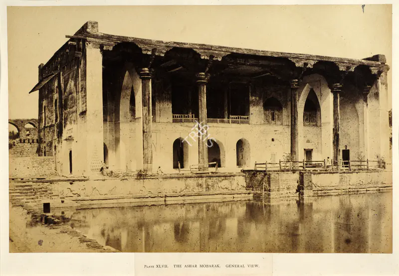 Biggs, Colonel Thomas (Photographer). The Ashar Mobarak, General View, Bijapur - From the album "Architecture at Beejapoore. An Ancient Mohammedan Capital in the Bombay Presidency Published by John Murray. London 1866. Photographs by Dr. William Henry Pigou, Dr. Andrew c.Neill and Col. Thomas Biggs with an historical and descriptive memoir by Colonel Meadows Taylor and  architectural notes by James Fergusson". Albumen print pasted on mount, c.1855 | Antiquarian Photograph | Photography | 00115022