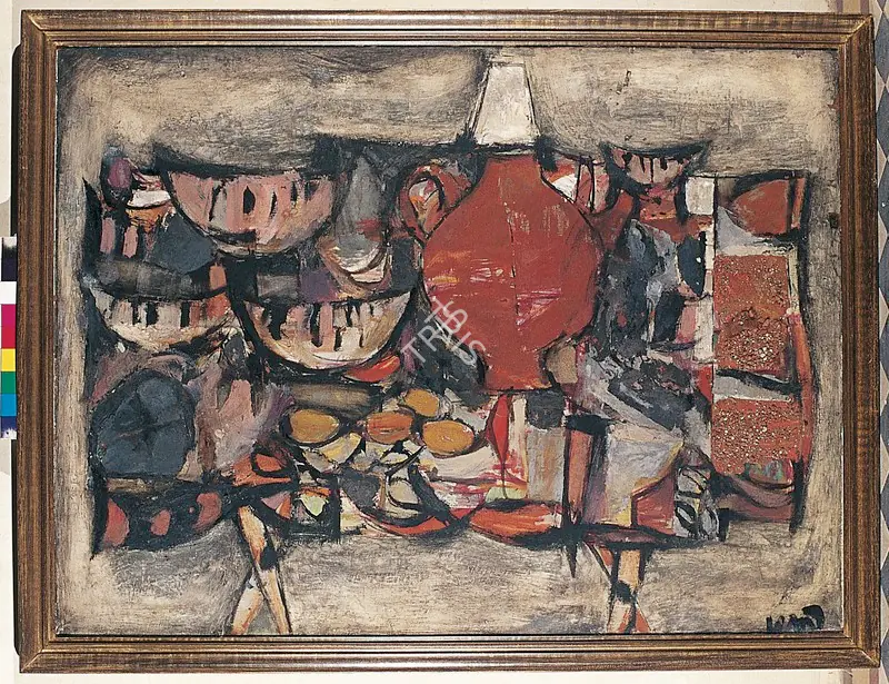Subramanyan, K.G. (Artist). Still Life with Fruit. Mixed media on board, c.1963 | Painting  | 00877474