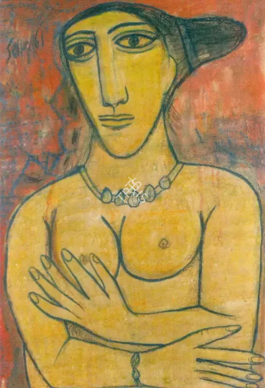 Souza, F.N. (Artist). Nude Bust, 1961 | Painting