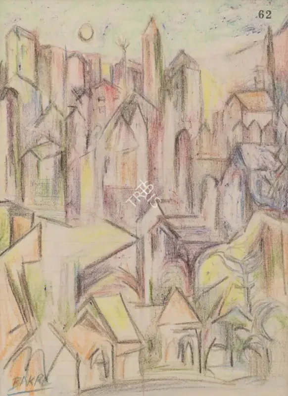 Bakre, S.K. (Artist). Untitled. Pastel on paper, n.d. | Painting | EconomicsArt | 00871513