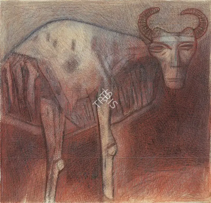 Pyne, Ganesh (Artist). Untitled. Pen, ink and pastel on cardboard, 1995 | Drawing | FineArts | 00642122