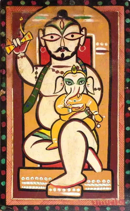 Roy, Jamini (Artist). Untitled (Shivji And Ganesh), n.d. | Painting
