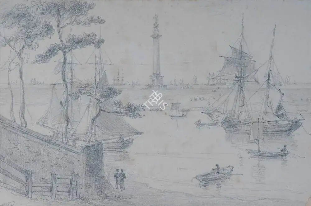 Daniell, William (Artist). The Monument at Yarmouth Norfolk, 1821 | Drawing