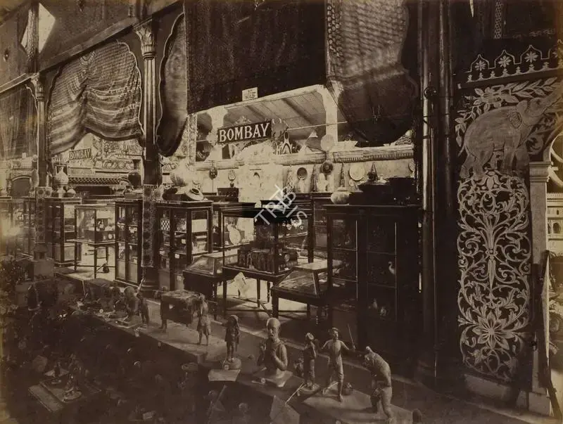 Narayan, Shew Shankar (Photographer). Exterior of the Bombay Court - From the album 'Calcutta International 1883-84 Exhibition Views'. Albumen print pasted on mount, 1883-1884 | Antiquarian Photograph | Photography | 00115286