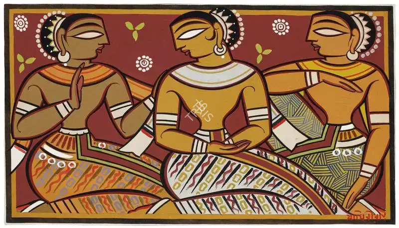Roy, Jamini (Artist). Untitled (Three Seated Women), n.d. | Painting