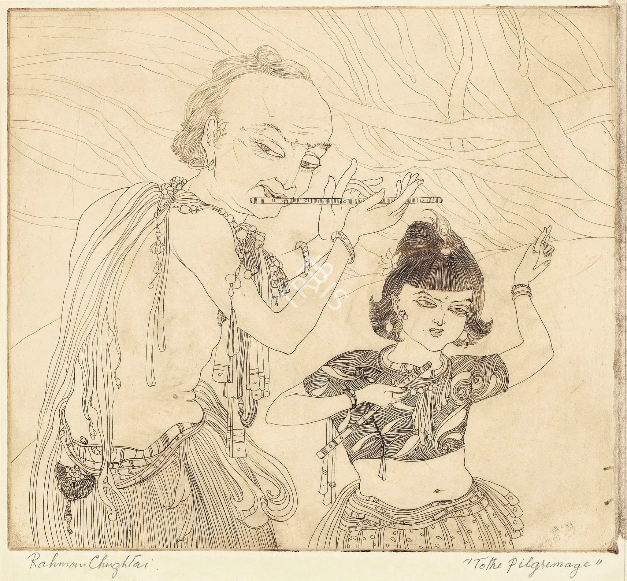 Chughtai, M.A.R. (Artist). To The Pilgrimage. Etching on paper, n.d. | Graphic Art | FineArts | 00645153