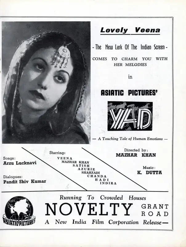 Khan, Mazhar (Director), Yaad, 1942 | Advertisement