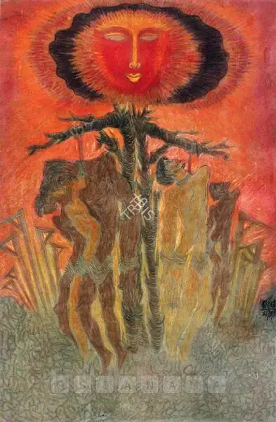 Sadequain (Artist). Hum Jo Tareek Raahon Me Maarey Ga-Ay, Daar Ki Kushk Tehni Pey Waarey Ga-Ay, 1985 | Painting