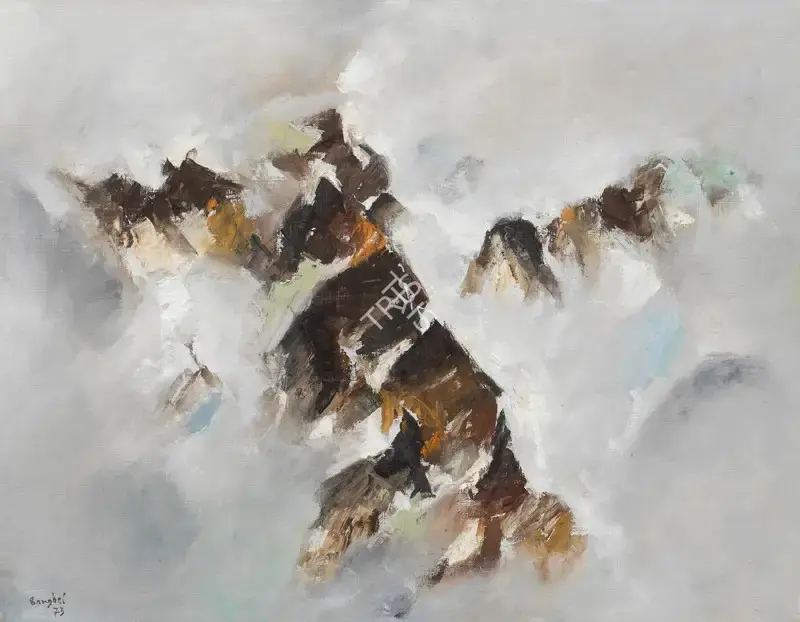 Bangdel, Lain Singh (Artist). Song of Himalaya. Oil on canvas, 1973 | Painting | FineArts | 00356602