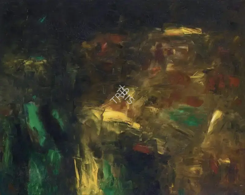 Adimoolam, K.M. (Artist). Land Reflects. Oil on canvas, 1990 | Painting | FineArts | 00604769