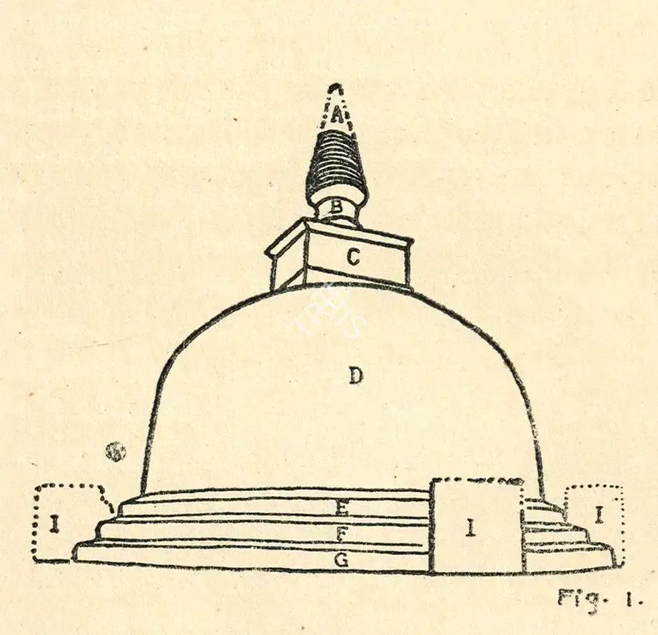 Govinda, Lama Anagarika (Artist). Kirivehera Dagoba. n.d. | Marg, April 1950 | Drawing | ArcHeritage | 00673832