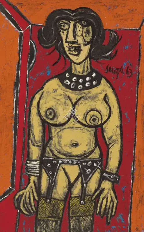 Souza, F.N. (Artist). Untitled (Nude with Garters), 1963 | Painting