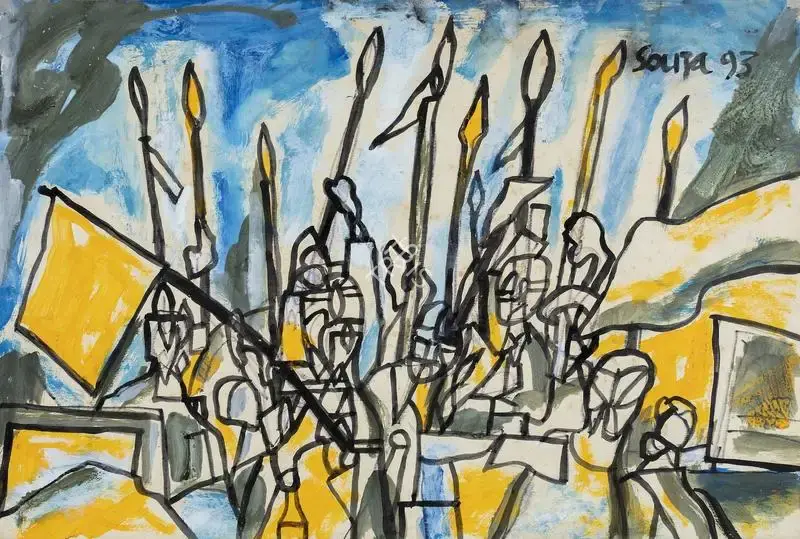 Souza, F.N. (Artist). Political Recession. Acrylic on paper, 1993 | Painting | FineArts | 00342697