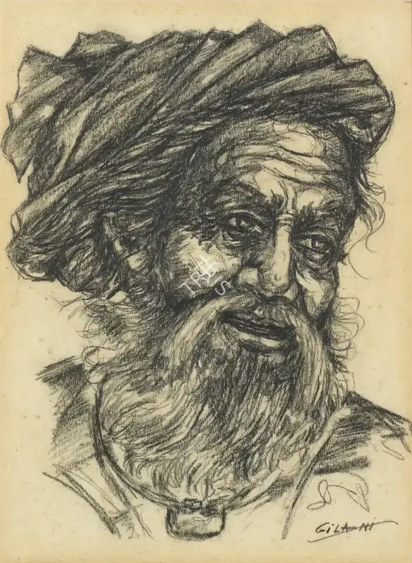 Gilani (Artist). Untitled (Man). Crayon on paper, n.d. | Drawing | EconomicsArt | 00869137