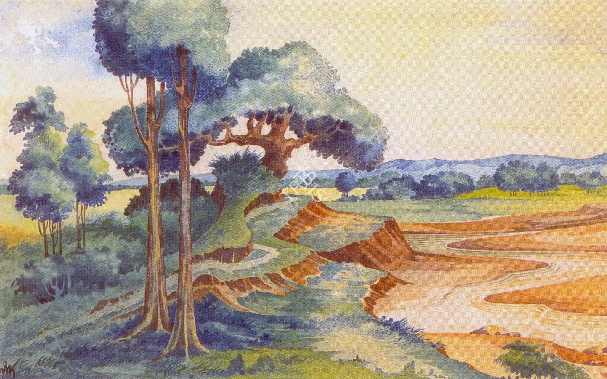 Bose, Nandalal (Artist). Landscape, n.d. | Painting