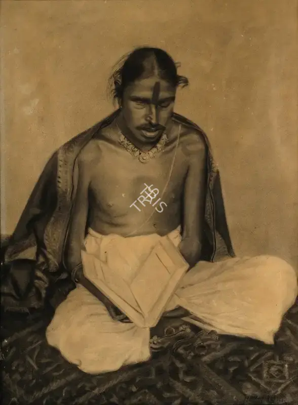 Phadnis, H.M. (Artist). Brahmin. Charcoal on paper, c.1929 | Drawing | FineArts | 00897250