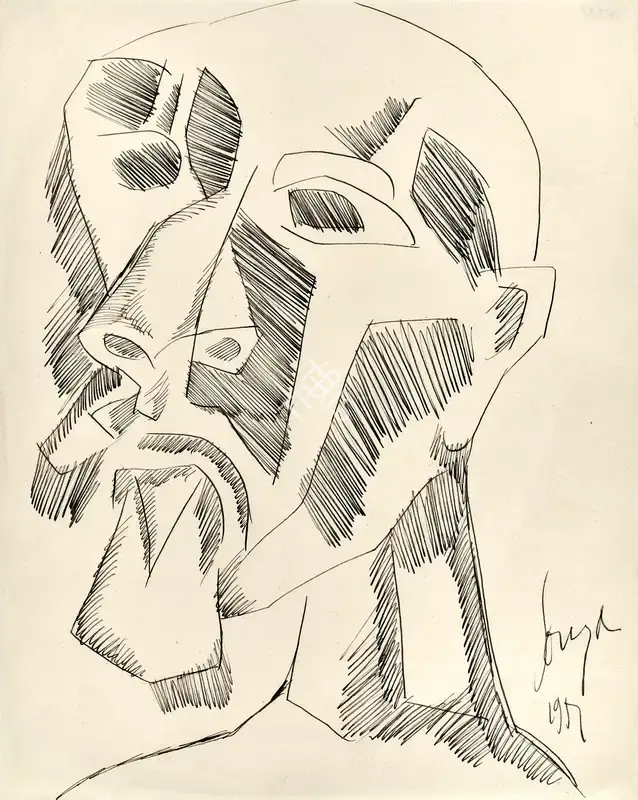 Souza, F.N. (Artist). Untitled (Head), 1951 | Drawing
