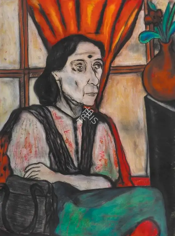 Nair, Surendran (Artist). Komu. Crayon and conte on paper, 1987 | Painting | FineArts | 00646301
