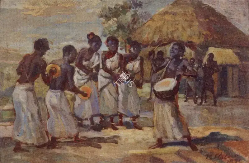 Haldar, Rabin (Artist). Santhal Dancing. Oil on board, 1971 | Painting | FineArts | 00599367
