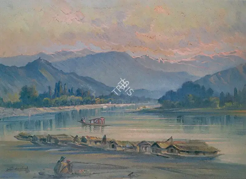 Singh, S.G. Thakur (Artist). Horse boats in Kashmir, 1967 | Painting