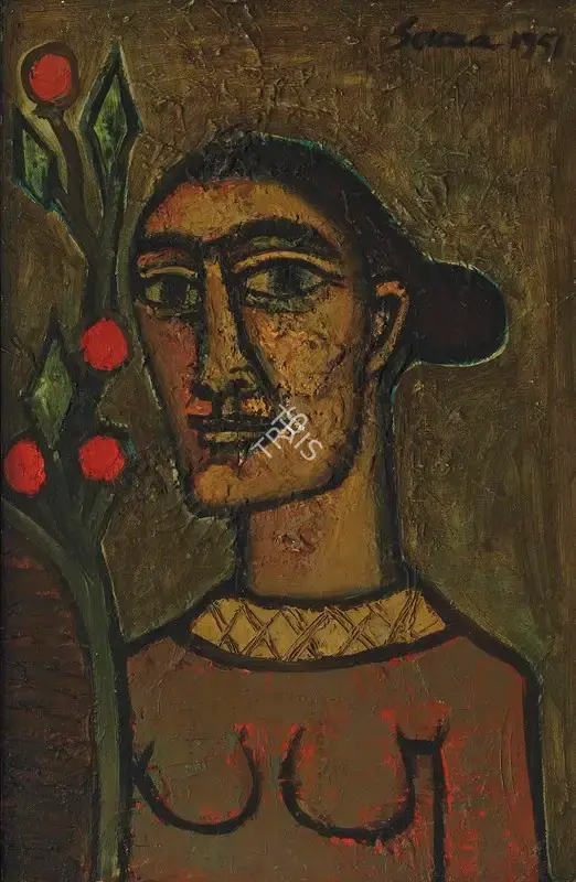 Souza, F.N. (Artist). Head of a Woman , 1951 | Painting