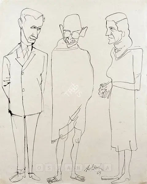 Adimoolam, K.M. (Artist). Gandhiji With The Mountbattens, 1969 | Painting