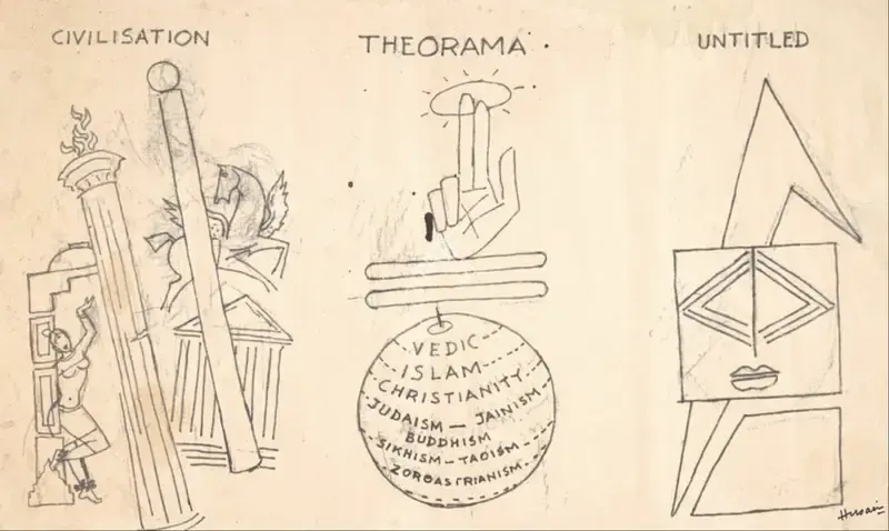 Husain, M.F. (Artist). Civilisation-Theorama-Untitled, n.d. | Drawing & Sketch