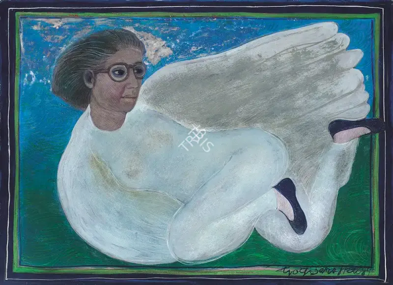 Pal, Gogi Saroj (Artist). Kinnari series. Gouache on Japanese rice paper, 1989 | Painting | FineArts | 00646784