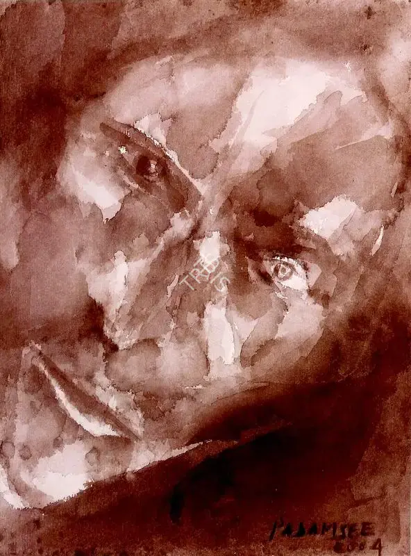 Padamsee, Akbar (Artist). Head. Grey wash on paper, 2004 | Drawing  | 00881617