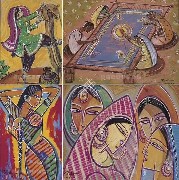 Aryan, K.C. (Artist). Village Women. Watercolour on paper, 1953-1954 | Painting | FineArts | 00597860