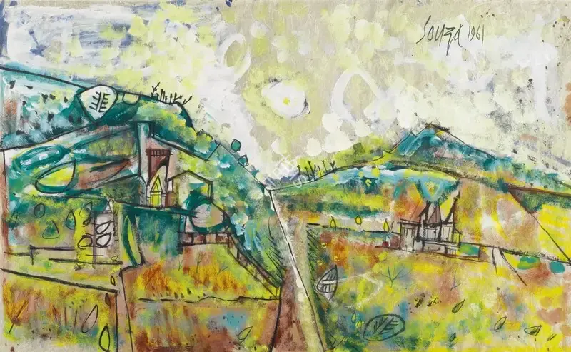 Souza, F.N. (Artist). Untitled (View of Mallorca), 1961 | Painting