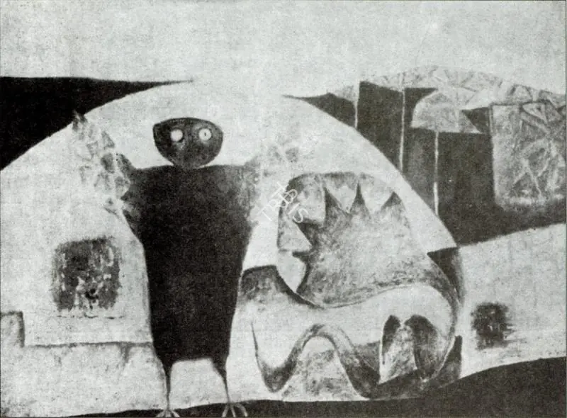 Raja, A.C.K. (Artist). Black Figure. Oil, 1970 | Artrends, January-April 1972 | Painting | FineArts | 00551446