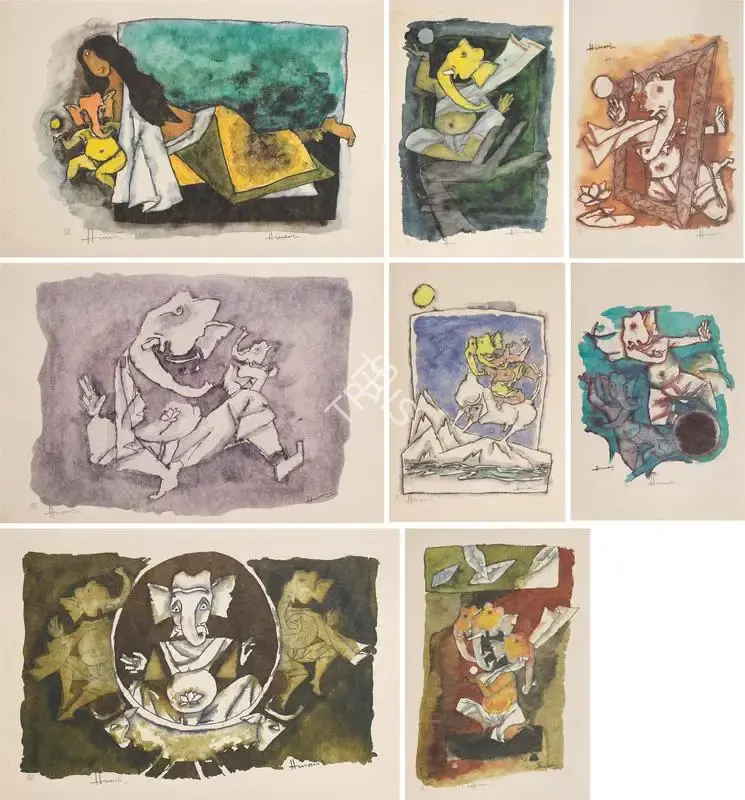 Husain, M.F. (Artist). Ashta Vinayak, n.d. | Graphic Art
