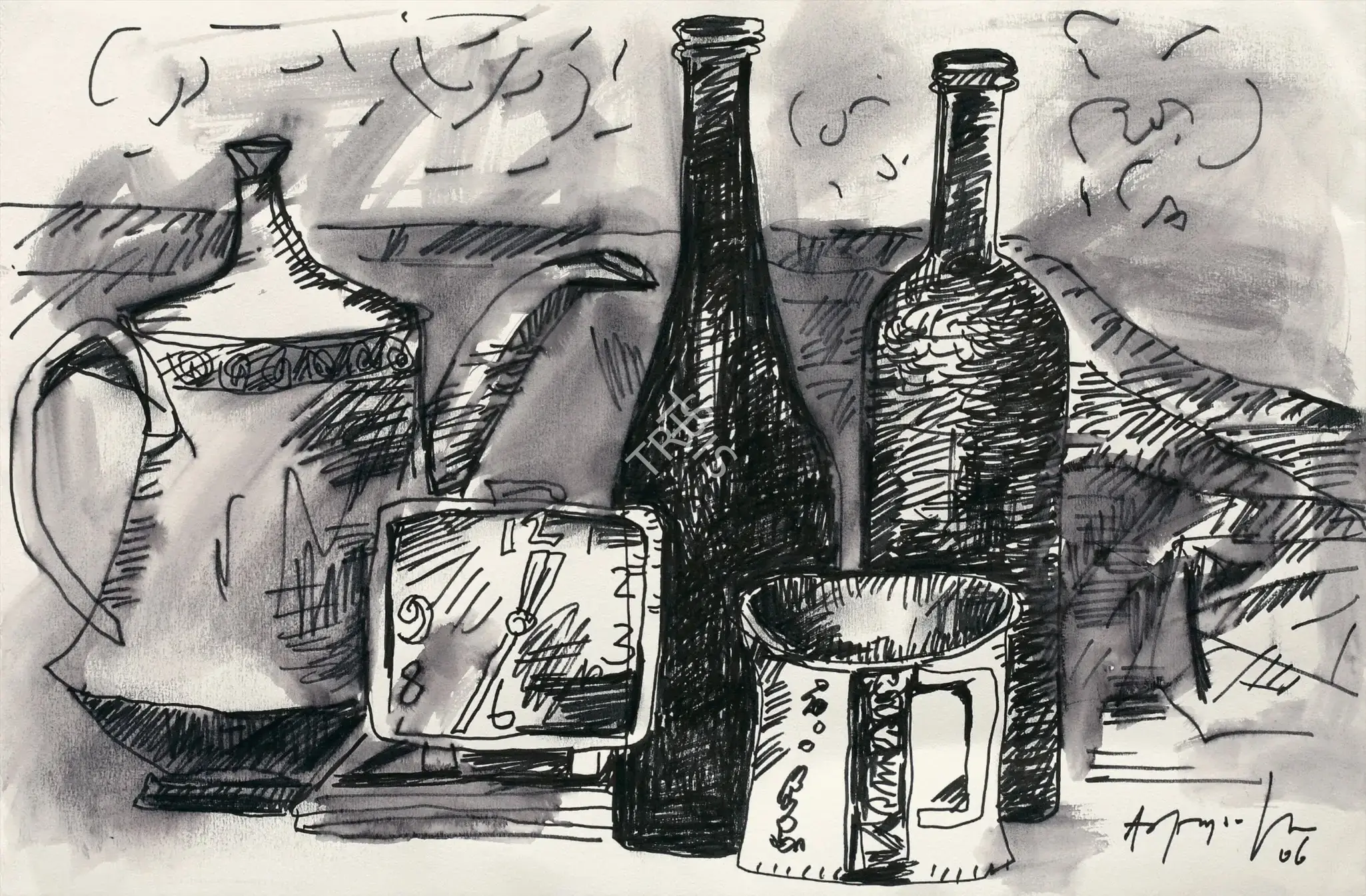 Adimoolam, K.M. (Artist). Still Life With A Clock, 2006 | Painting