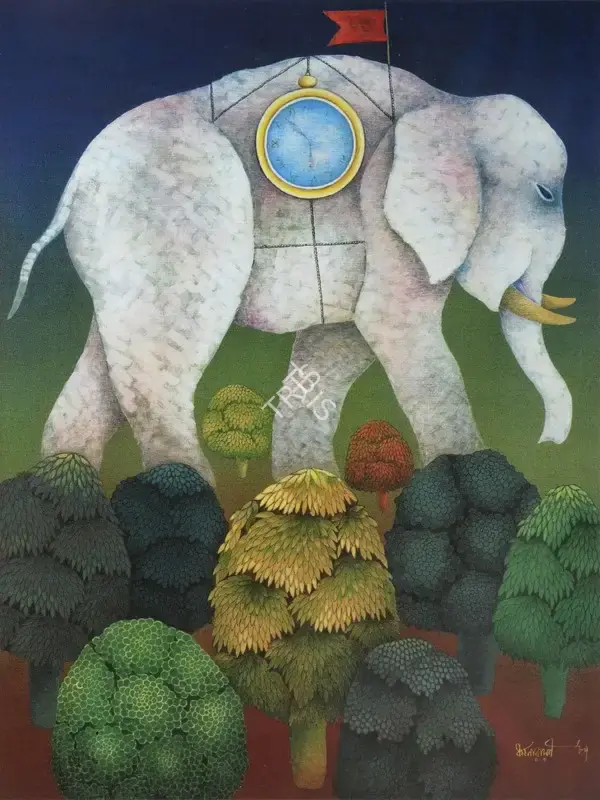 Dasgupta, Dharmanarayan (Artist). Untitled. Mixed media on canvas pasted on board, 1987 | Painting | FineArts | 00897920