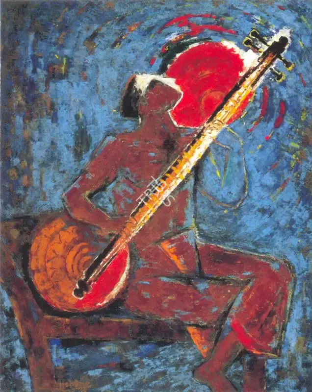 Hebbar, K.K. (Artist). Rudraveena Player, 1962 | Painting