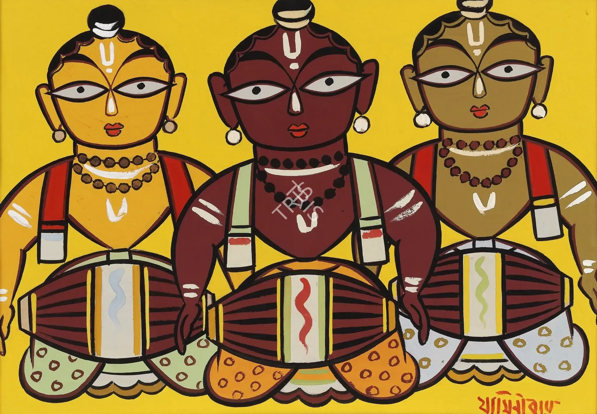 Roy, Jamini (Artist). Untitled (Three Drummers), n.d. | Painting