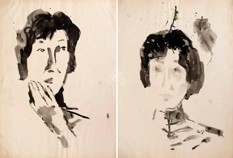 Husain, M.F. (Artist). Two Portraits of a Lady, n.d. | Painting