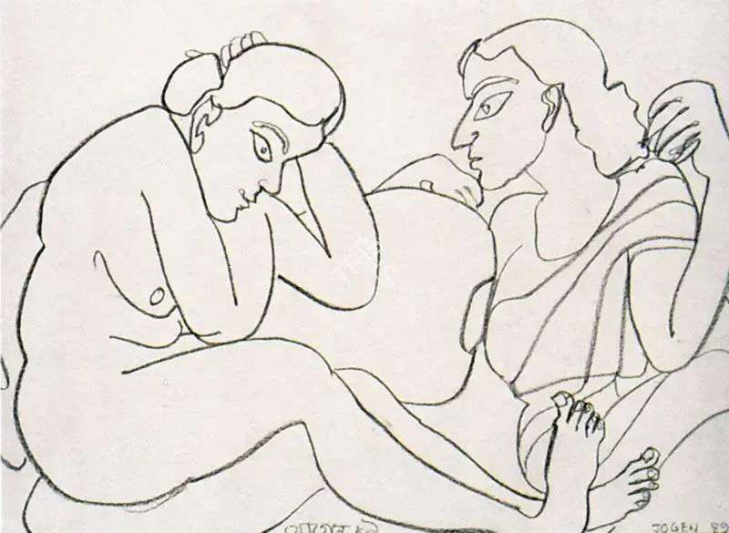 Chowdhury, Jogen (Artist). Two Women, 1989 | Drawing