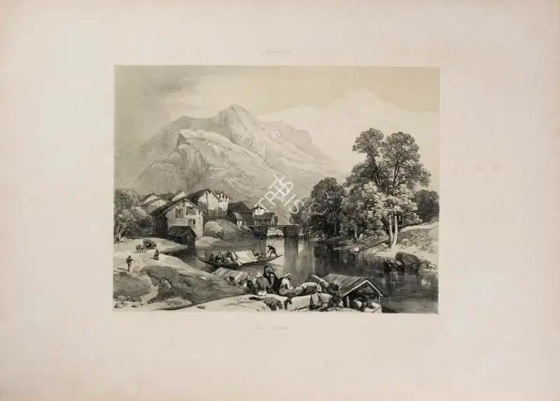 Hardinge, J.D. (Lithographer). Bij-Beara between Islamabad and the City of Kashmir . Print on paper, circa 1847 | Lithograph, Recollections of India, 1847 | ArcHeritage | 00156332