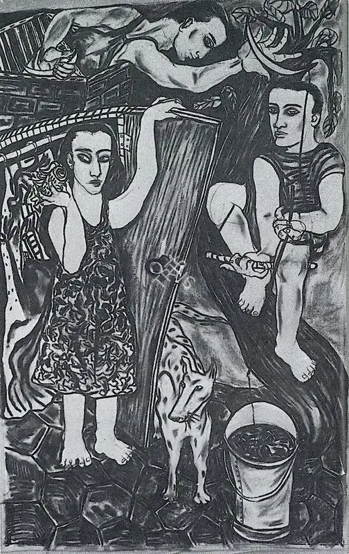 Rodwittiya, Rekha (Artist). Only Dead Fish Flow With The Water. 1988 | Art Heritage 9, 1989-1990 | Painting | FineArts | 00530309
