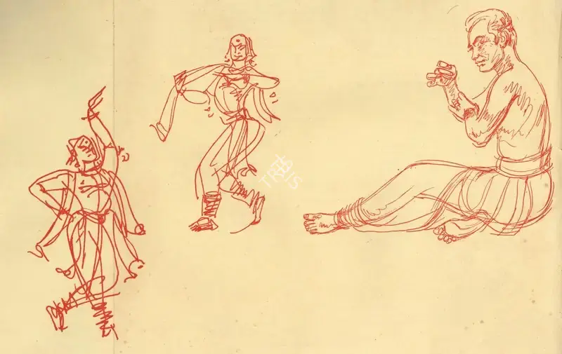 Chavda, Shiavax (Artist). Gunghat by Gopi Krishan and Sudershan Kumar, n.d. | Sketch