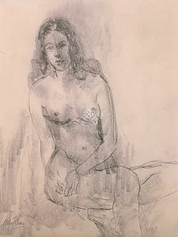 Bose, Atul (Artist). Nude Woman, n.d. | Drawing