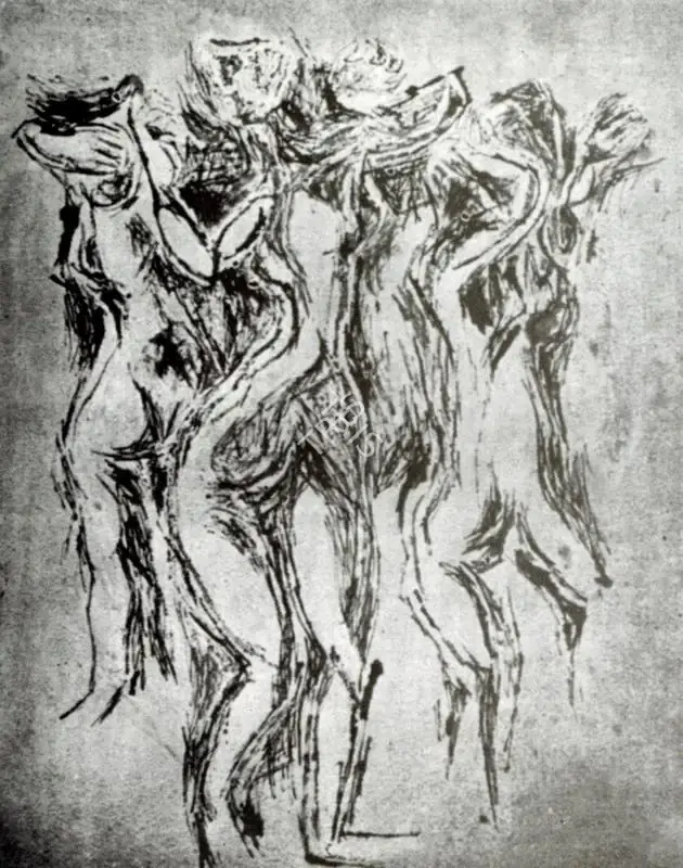 Dakshinamurthy, C. (Artist). Nude Figures. n.d. | Artrends, July-October 1965 | Painting | FineArts | 00551358