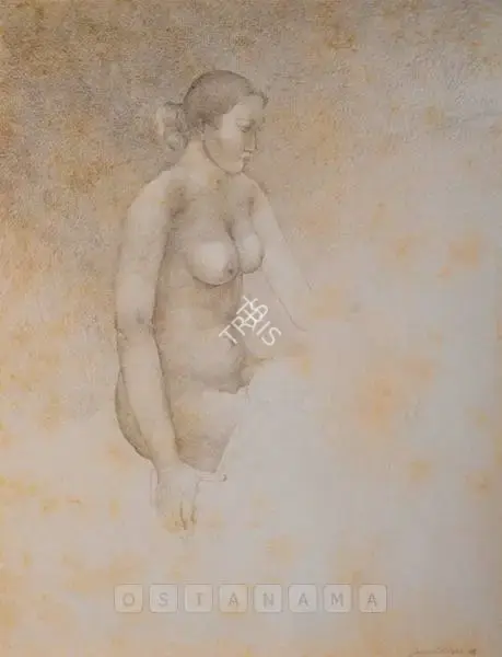 Naqsh, Jamil (Artist). Seated Female Nude, 1986 | Drawing