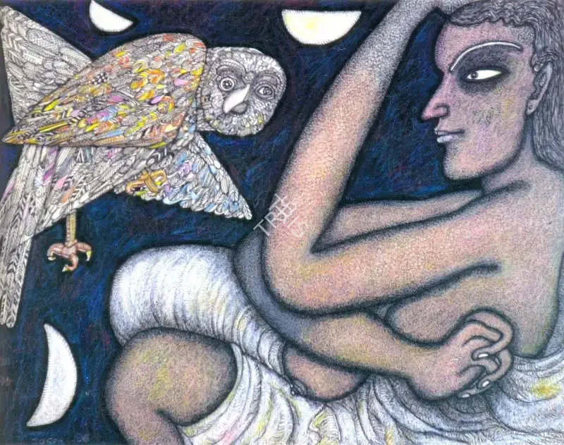 Chowdhury, Jogen (Artist). Night Of The Owl, 1996 | Drawing