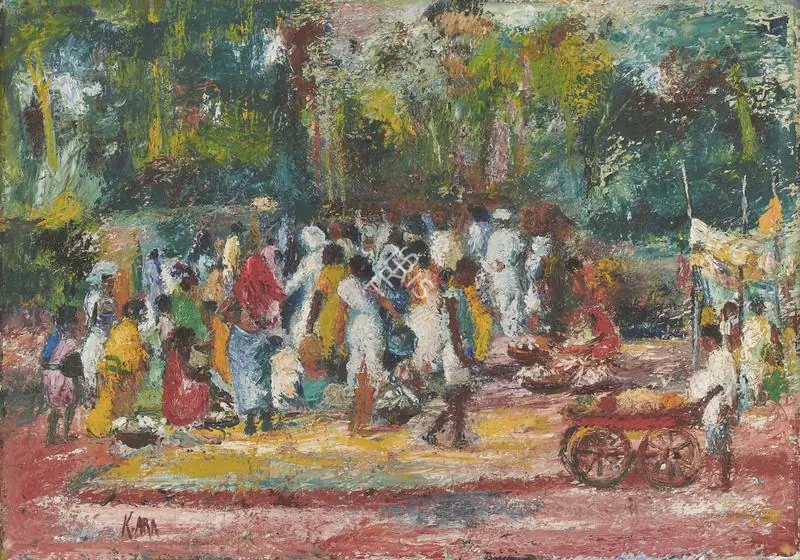 Ara, K.H. (Artist). Village Fish Market, n.d. | Painting